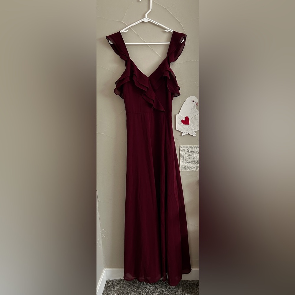 Lulu's Deep Burgundy Asymmetrical Dress